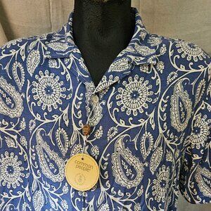 Common People Clothing Men's Linen Blend Hawaiian Style Camp Shirt NEW Sz Large